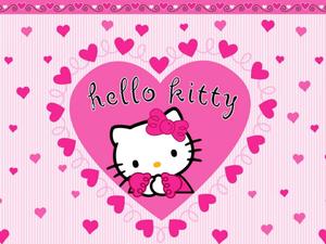 Hello Kitty Inside Heart Frame Background Wallpaper
