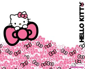 Hello Kitty with a Giant Pink Ribbon  Wallpaper