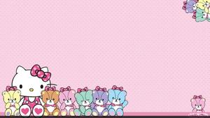 Hello Kitty With Teddy Bears Background Wallpaper