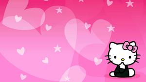 Hello Kitty With Transparent Shape Overlays Background Wallpaper