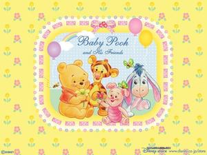 Here comes Winnie the Pooh with all of his Friends winnie the pooh wallpaper