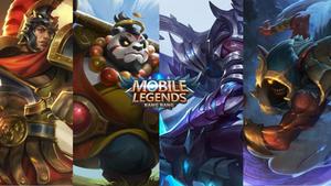 Heroes With Mobile Legends Logo mobile legends logo wallpaper