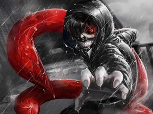 Hide from the world in darkness with the Tokyo Ghoul black hood tokyo ghoul wallpaper