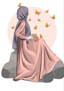 Hijab Cartoon Orange Butterflires hijab cartoon wallpaper