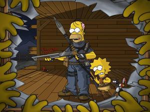 Homer And Lisa Simpsons Zombies simpsons wallpaper