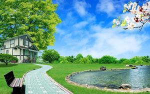 House Yard Render Laptop laptop wallpaper