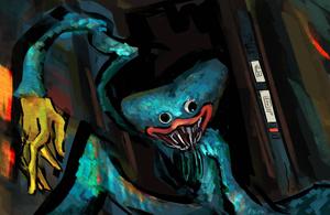 Huggy Wuggy Creepy Painting huggy wuggy wallpaper