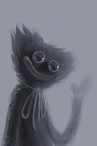 Huggy Wuggy Grayscale Digital Art huggy wuggy wallpaper