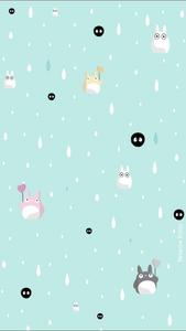 Image Cute Blue Totoro & Mushroom Pattern totoro wallpaper