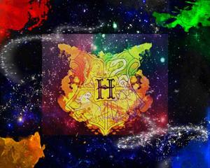 Image Hogwarts Crest Against A Galaxy Aesthetic hogwarts wallpaper