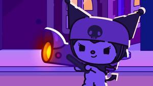 Image  Kuromi Sitting on a Moon in Space Wallpaper