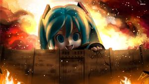 Image Miku Hatsune meets Eren Yeager in Attack on Titan attack on titan wallpaper