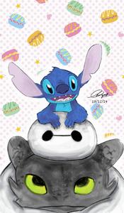 Image  "The Perfect Team - Stitch, Baymax and Toothless" Wallpaper