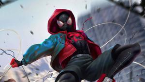 Inspired by his hero, Miles Morales puts on the Spider-Man suit! miles morales wallpaper