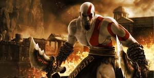 Intense battle moment with Kratos in God of War god of war wallpaper