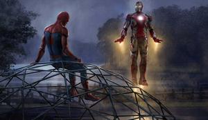 Iron Manand Spider Man Meetingat Night Wallpaper