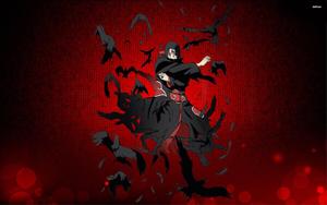 "Itachi Uchiha demonstrates his unique Jutsu, manipulating crows to his will" Wallpaper