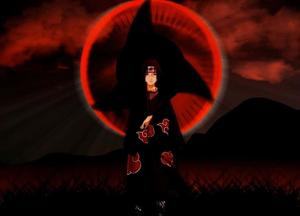 Itachi Uchiha Unleashing his Mangekyou Sharingan Wallpaper