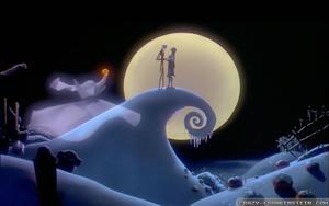 Jack and Sally in Halloween Town from The Nightmare Before Christmas nightmare before christmas wallpaper