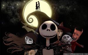 Jack Skellington and Sally look off into the Distance nightmare before christmas wallpaper