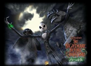 Jack Skellington & Zero explore Halloween Town at Night nightmare before christmas wallpaper