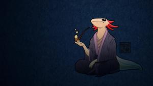 Japanese Axolotl In Blue axolotl wallpaper
