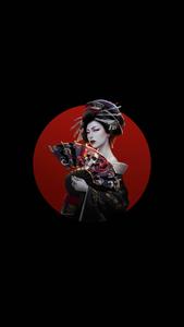 Japanese Geisha in a Serene Amoled Setting amoled wallpaper