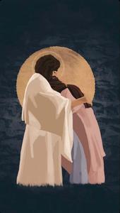 jesus hugging a woman in the dark aesthetic jesus wallpaper