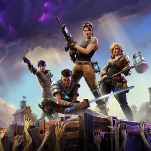 Join the four survivors in Fortnite's battlegrounds!  Wallpaper