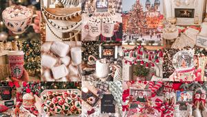 Joyful Christmas Collage in Red and White Theme christmas collage wallpaper