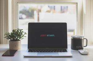 Just Start Motivational Phrase On Laptop motivational wallpaper
