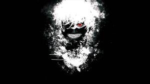 Kaneki Ken stands powerful, with eyepatch and mask. tokyo ghoul wallpaper