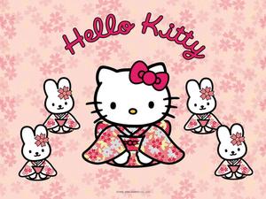 Kawaii Hello Kitty in a Traditional Kimono sanrio wallpaper