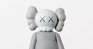 KAWS’ iconic Companion figure surrounded by floating planets kaws wallpaper