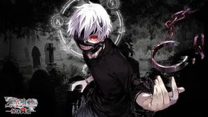 Ken Kaneki stands in the rain as he taunts an unseen opponent tokyo ghoul wallpaper