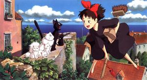 Kiki and Jiji, flying together studio ghibli wallpaper