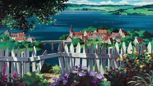 Kiki of Kiki's Delivery Service Flying Through the Sky. studio ghibli wallpaper