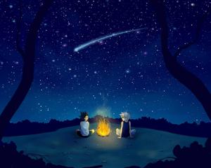 Killua and Gon embracing the beauty of the night killua wallpaper
