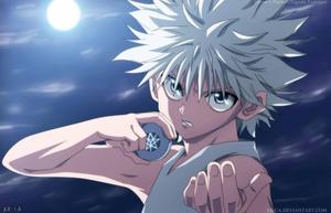 Killua having a fight with his yoyo killua wallpaper