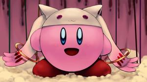 Kirby Soars Through a Beautiful Night Landscape kirby wallpaper