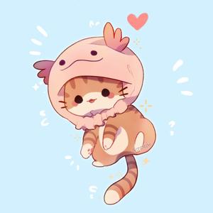 Kitten With Axolotl Hat axolotl wallpaper