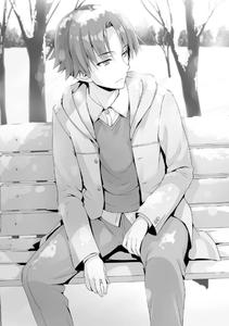 Kiyotaka Ayanokoji In A Wooden Bench kiyotaka ayanokoji wallpaper