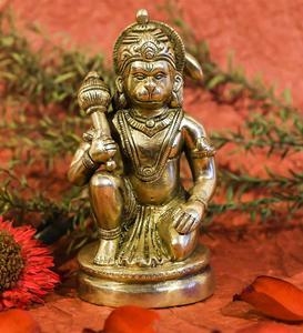 Kneeling Lord Hanuman 3D Gold Figure lord hanuman 3d wallpaper
