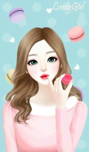Korean Anime Girl Eating Macaroon korean anime girl wallpaper