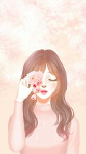 Korean Anime Girl Hiding Eye With Flower korean anime girl wallpaper