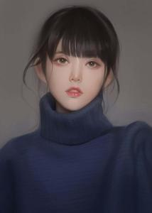 Korean Anime Girl In Blue Winter Shirt korean anime girl wallpaper