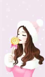 Korean Anime Girl In Pink And White Winter Outfit korean anime girl wallpaper