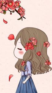Korean Anime Girl With Falling Red Flowers korean anime girl wallpaper