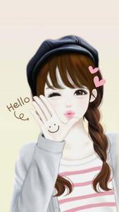 Korean Anime Girl With Smiley Face On Hand korean anime girl wallpaper