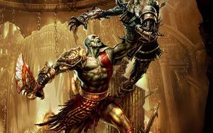 Kratos, the God of War, slays the monstrous beasts of the Underworld god of war wallpaper